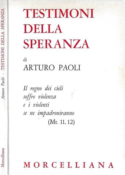 Testimoni della speranza - Arturo Paoli - copertina