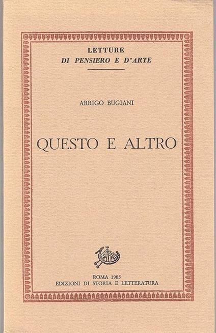 Questo e altro - Arrigo Bugiani - copertina