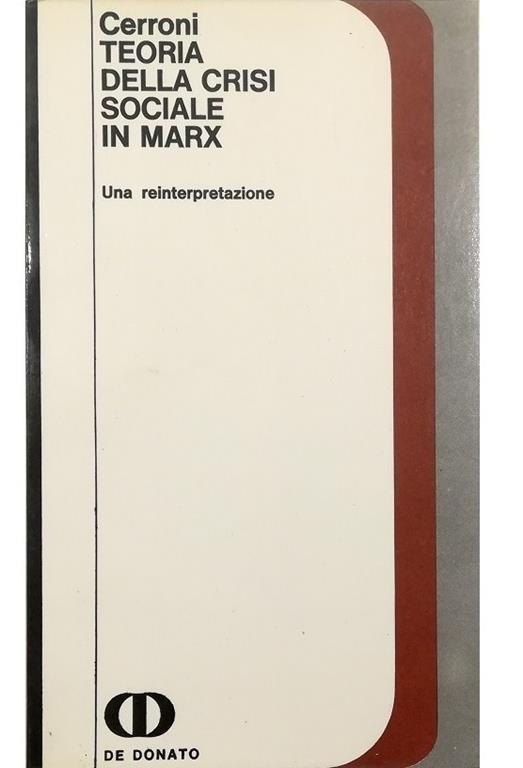 Teoria della crisi sociale in Marx Una reinterpretazione - Umberto Cerroni - copertina