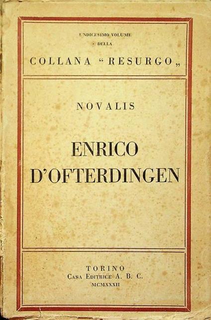 Enrico d'Ofterdingen - Novalis - copertina