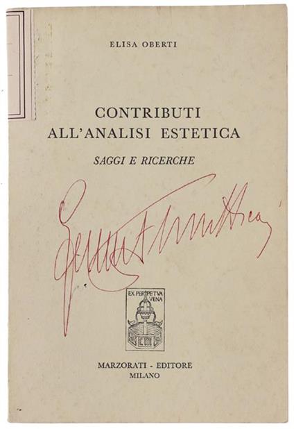 Contributi All'Analisi Estetica. Saggi E Ricerche - Elisa Oberti - copertina