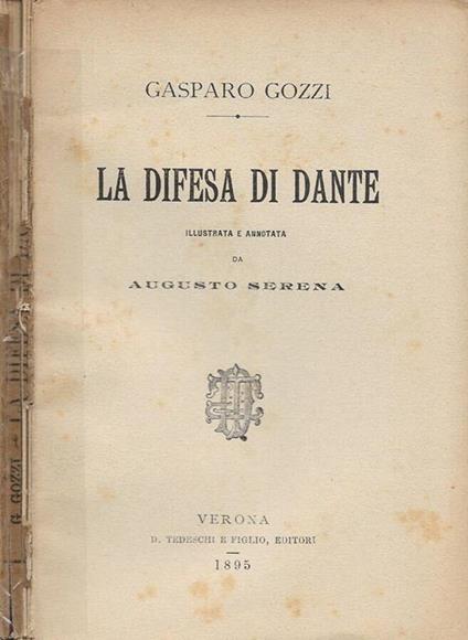 La difesa di Dante - Gasparo Gozzi - copertina