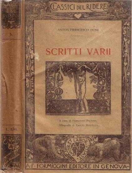 Scritti vari - Anton Francesco Doni - copertina