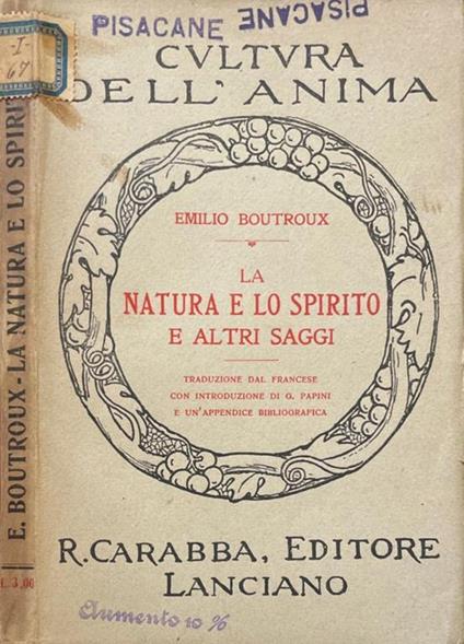 La natura e lo spirito e altri saggi - Emile Boutroux - copertina