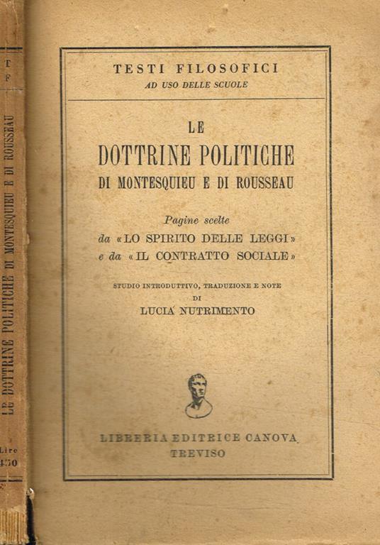 Le dottrine politiche di Montesquieu e di Rousseau - copertina