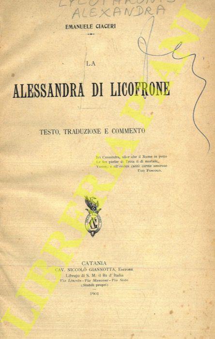 La Alessandra di Licofrone.40 - Emanuele Ciaceri - copertina