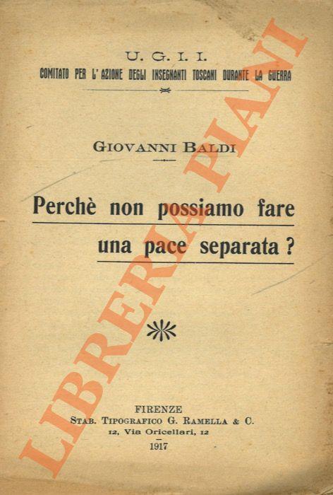 Perchè non possiamo fare una pace separata? - Giovanni Baldini - copertina