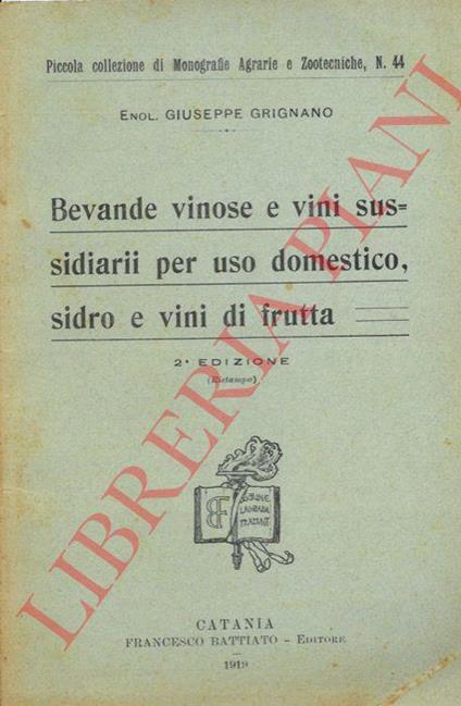 Bevande vinose e vini sussidiarii per uso domestico, sidro e vini di frutta - copertina