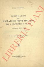 Comunicazioni sul laboratorio prove materiali del R. Politecnico di Milano. Triennio 1920-1922