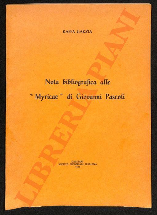 Nota bibliografica alle “Myricae” di Giovanni Pascoli - Grazia Raffa - copertina