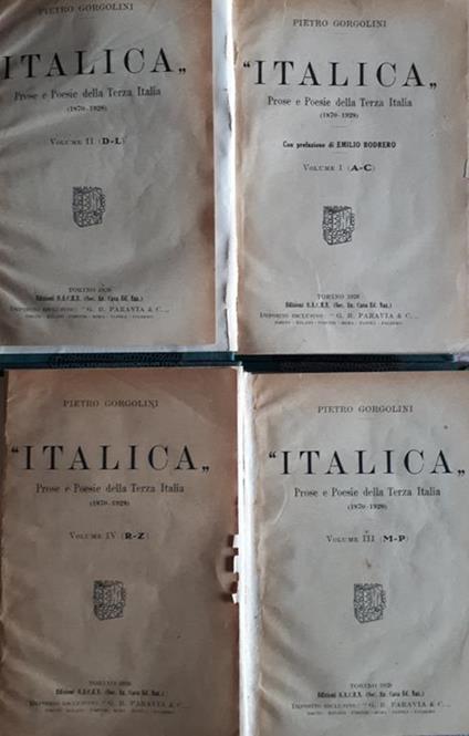 Italica. Prose e poesie della Terza Italia (1870-1928) 4voll - Pietro Gorgolini - copertina