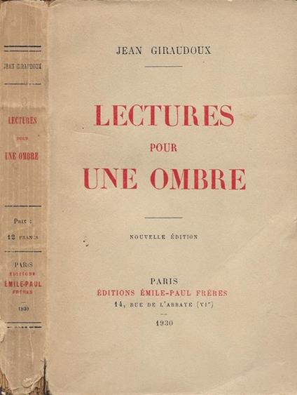 Lectures pour une ombre - Jean Giraudoux - copertina