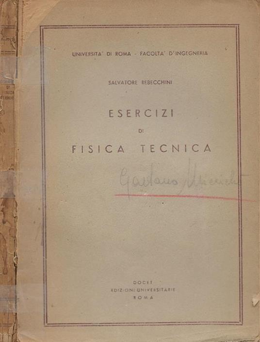 Esercizi di fisica tecnica - Salvatore Rebecchini - copertina