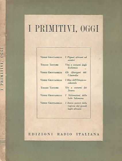 I primitivi, oggi - L. Grottanelli Vinigi - copertina