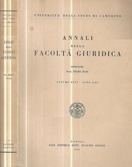 Annali della Facoltà Giuridica Volume XXVI- Anno 1960 - copertina