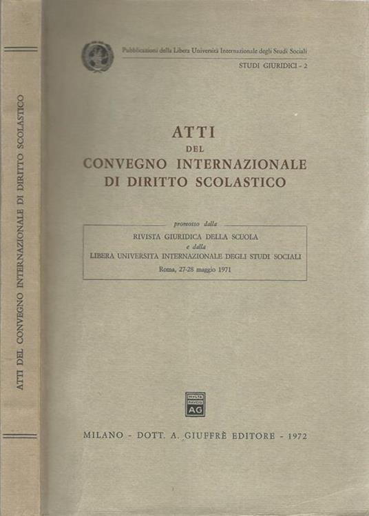 Atti del Convegno Internazionale di Diritto Scolastico - copertina