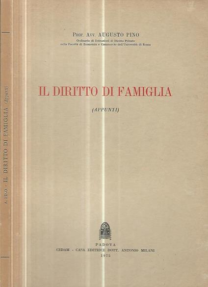 Il diritto di famiglia (appunti) - Augusto Pino - copertina