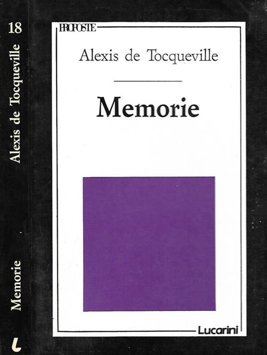 Memorie - Alexis de Tocqueville - copertina