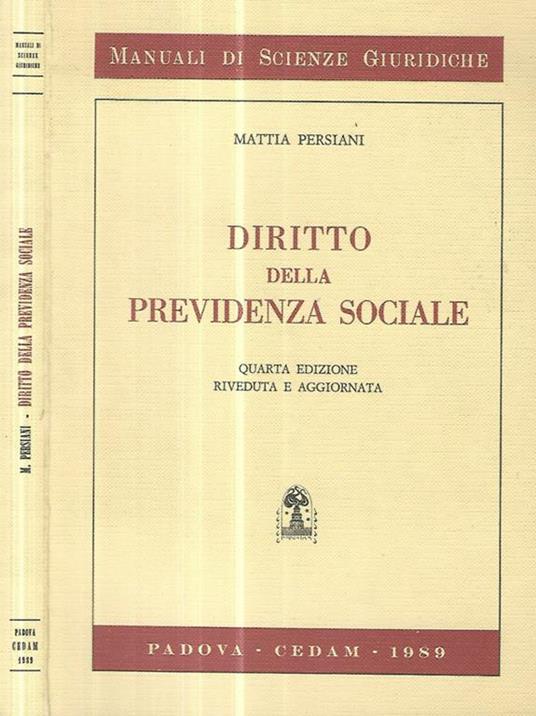 Diritto della previdenza sociale - Mattia Persiani - copertina