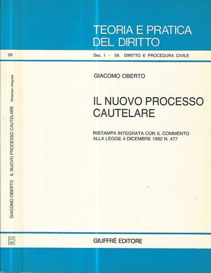 Il nuovo processo cautelare - Giacomo Oberto - copertina