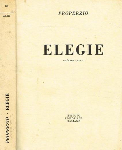 Elegie vol.III - Sesto Properzio - copertina