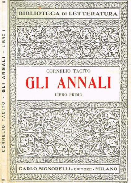 Gli annali libro primo - P. Cornelio Tacito - copertina