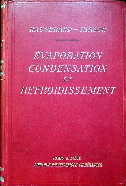 Evaporation, condensation et refroidissement - Eugen Hausbrand - copertina