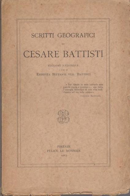 Scritti geografici - Cesare Battisti - copertina