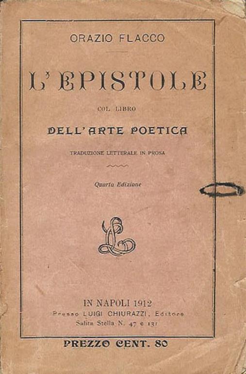 L' Epistole col libro dell'arte poetica - Q. Flacco Orazio - copertina