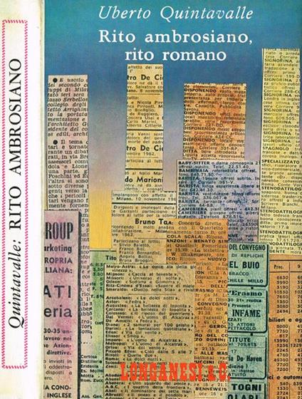 Rito ambrosiano, rito romano - Uberto P. Quintavalle - copertina