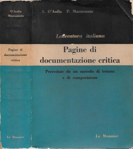 Pagine di documentazione critica - Armando D'Asdia - copertina