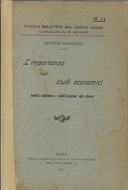 L' importanza degli studi economici - Antonio Boggiano - copertina