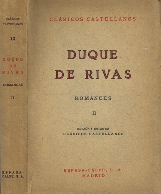 Romances vol.II - Duque de Rivas - copertina