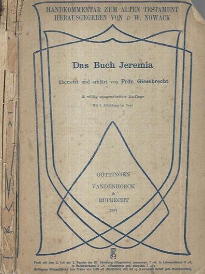 Das Buch Jeremia - Giesebrecht - copertina