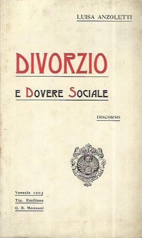 Divorzio e dovere sociale - Luisa  Anzoletti - copertina