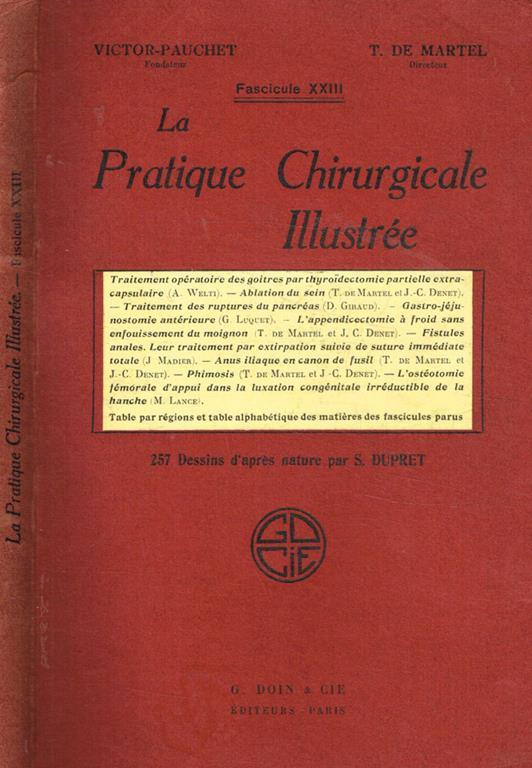 La pratique chirurgicale illustrée. Fascicule XXIII - Victor-Pauchet - copertina