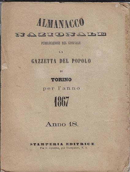 Almancco nazionale pubblicazione del giornale la Gazzetta del popolo di Torino - copertina