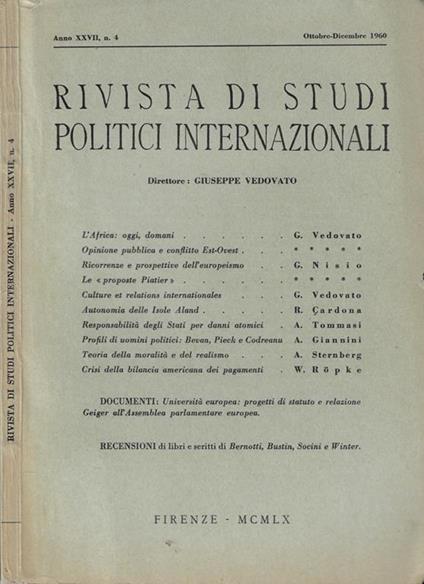 Rivista di studi politici internazionali n. 4 1960 - copertina