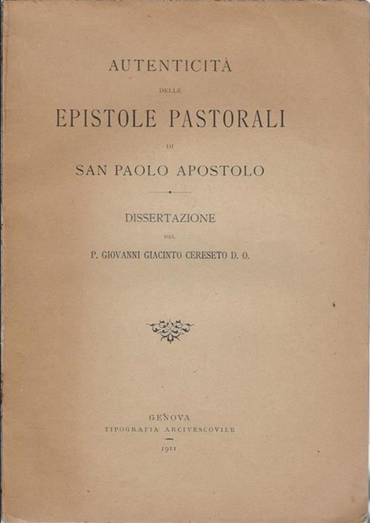 Autenticità delle epistole pastorali di San Paolo Apostolo - copertina