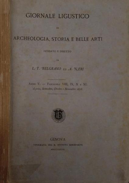 Giornale ligustico di archeologia, storia e belle arti - copertina