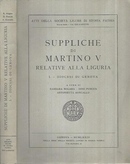 Suppliche di Martino V relative alla Liguria - copertina