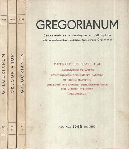 Gregorianum 1968 Numero 1-2-3 - copertina