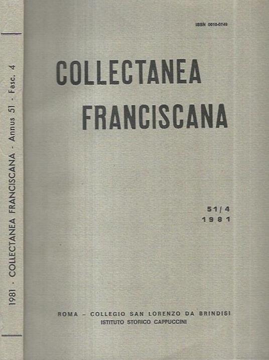 Collectanea Francescana 1981 - copertina