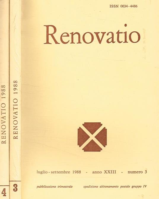 Renovatio. Rivista di teologia e cultura. Anno XXIII, n.3, 4, 1988 - Alberto Boldorini - copertina