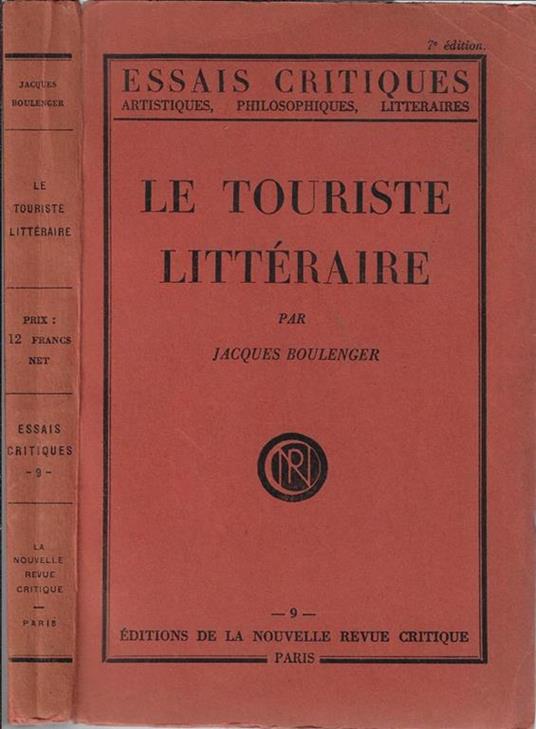 Le touriste littéraire - jacques Boulenger - copertina