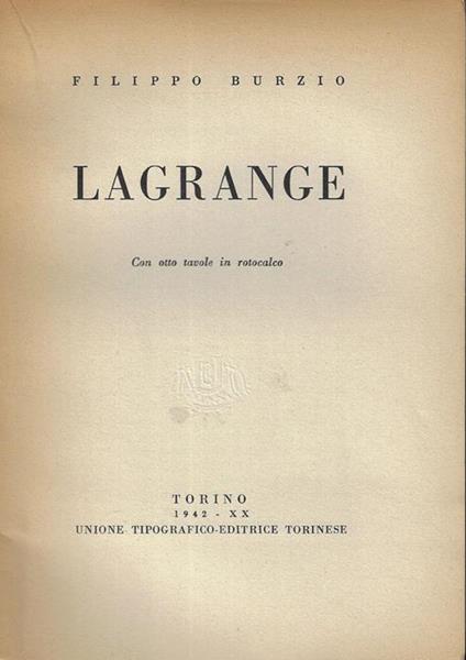 Lagrange - Filippo Burzio - copertina