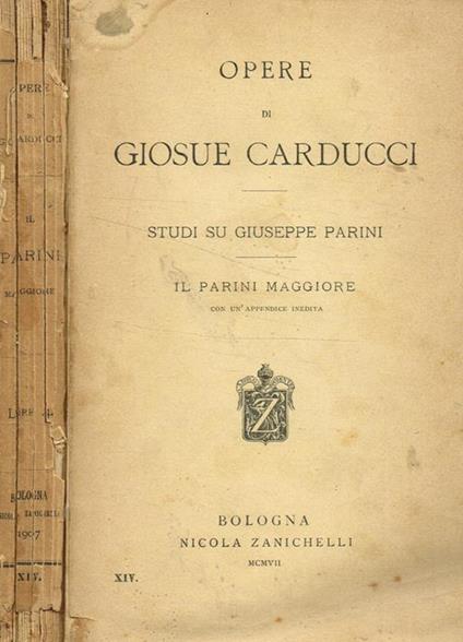 Studi su Giuseppe Parini. Il Parini Maggiore - Giosuè Carducci - copertina