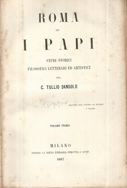 Roma ed i Papi - C. Tullio Dandolo - copertina