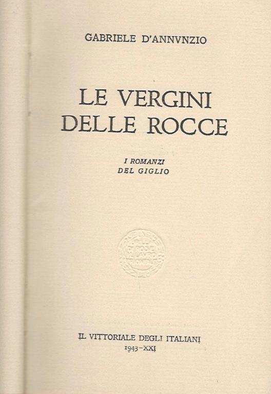 Le vergini delle rocce - Gabriele D'Annunzio - copertina