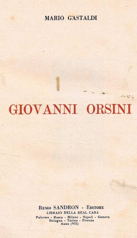 Giovanni Orsini - Mario Gastaldi - copertina